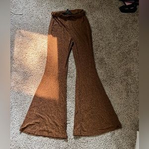 shein brown sparkly flare leggings